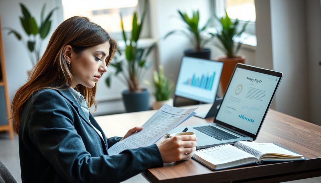 Freelance relisant une page de confidentialité avant un nouvel envoi de données