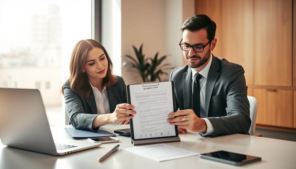 Freelance remplit une fiche d’acceptation avec son client