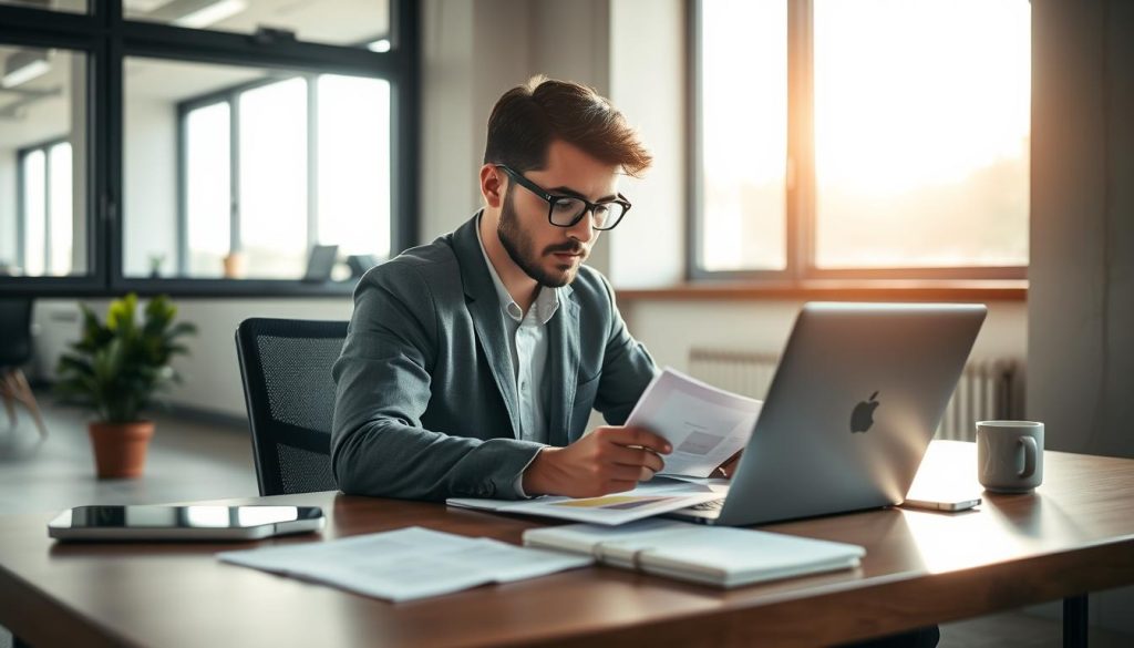 Freelance vérifiant les données client avant l’utilisation d’un outil