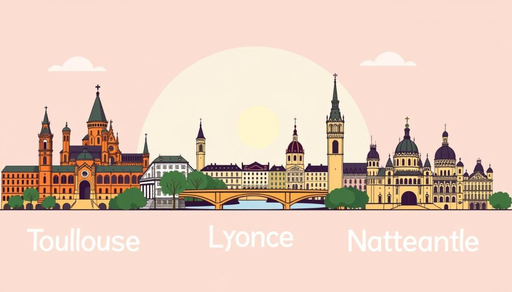 Généérer une image de Toulouse, Lyon et Nantes