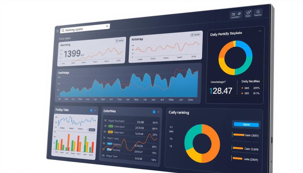 Generate an image of a dashboard displaying daily rank updates.