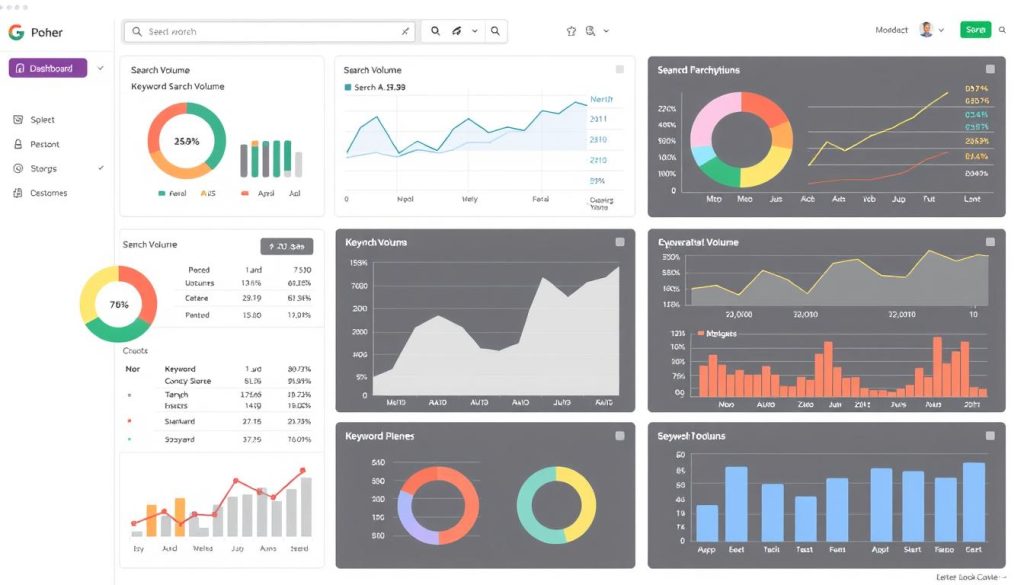 Generate an image of a dashboard displaying keyword search volume data.