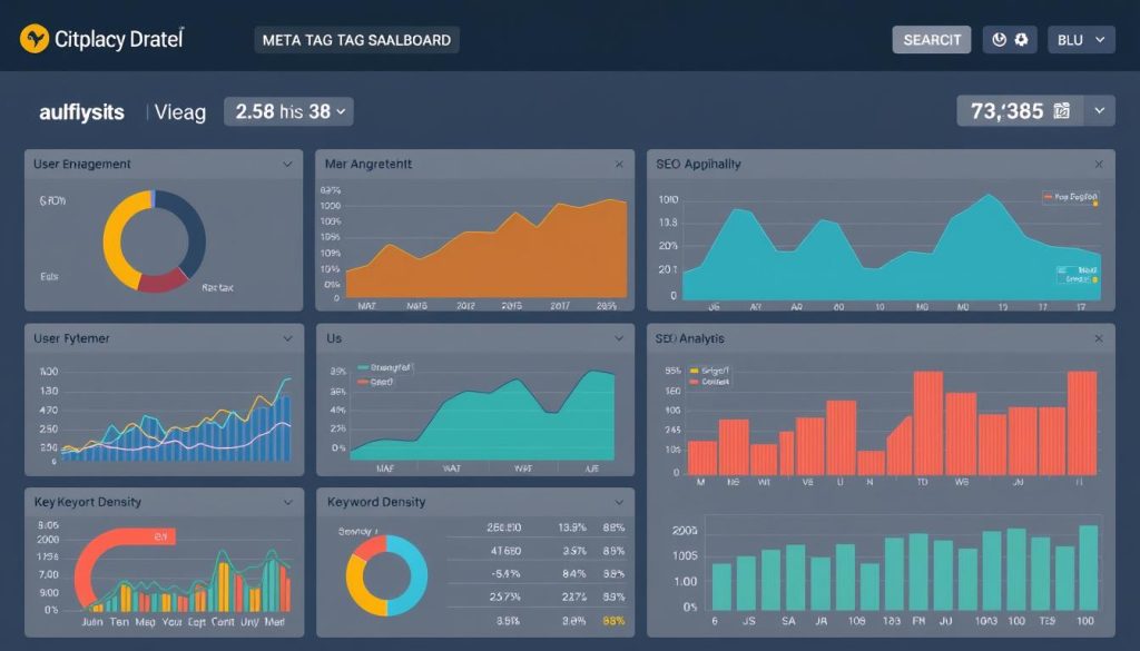 Generate an image of a dashboard displaying meta tag analysis results