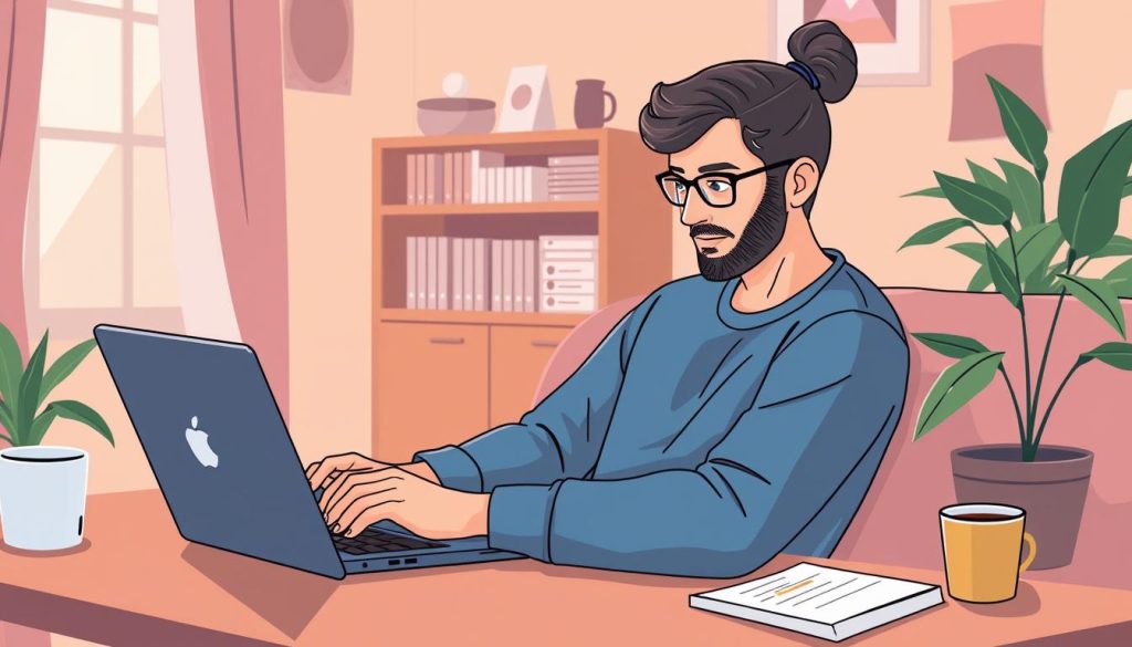 Generate an image of a freelancer using Asana on their laptop