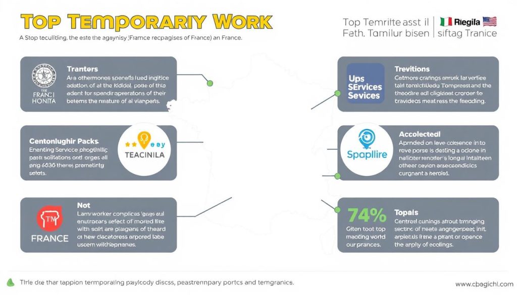 Generate an image of a list of top temporary work agencies in France