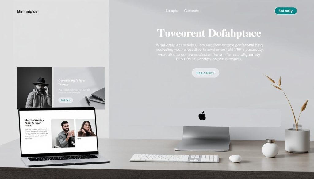 Generate an image of a modern, minimalist website design for independent professionals.