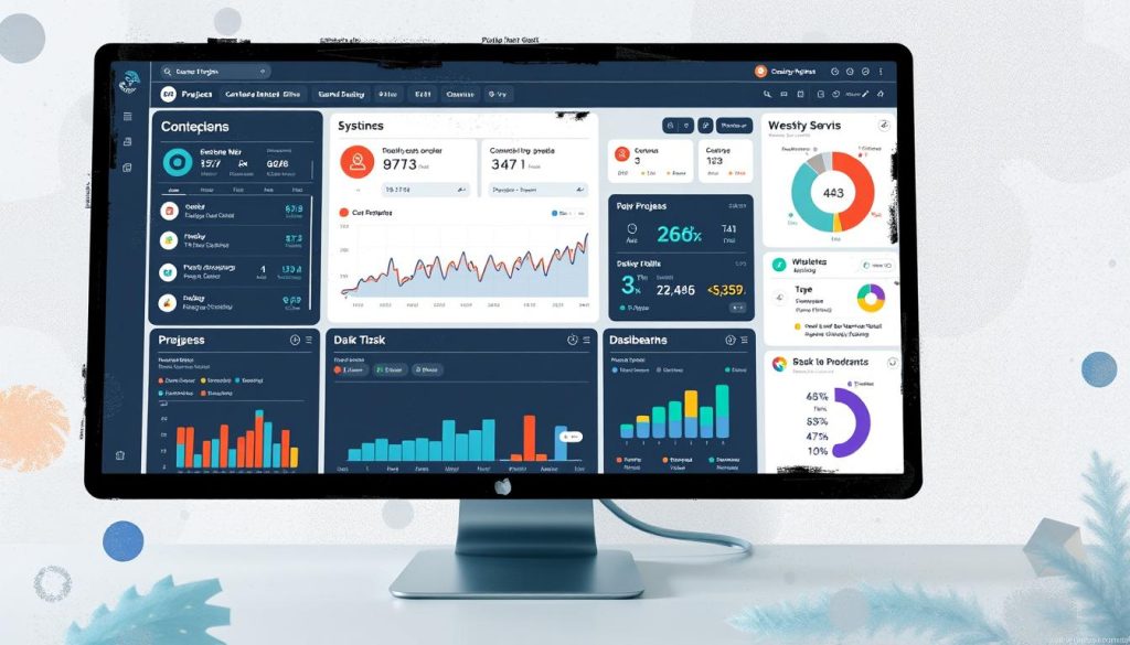 Generate an image of a project management dashboard on a computer screen.