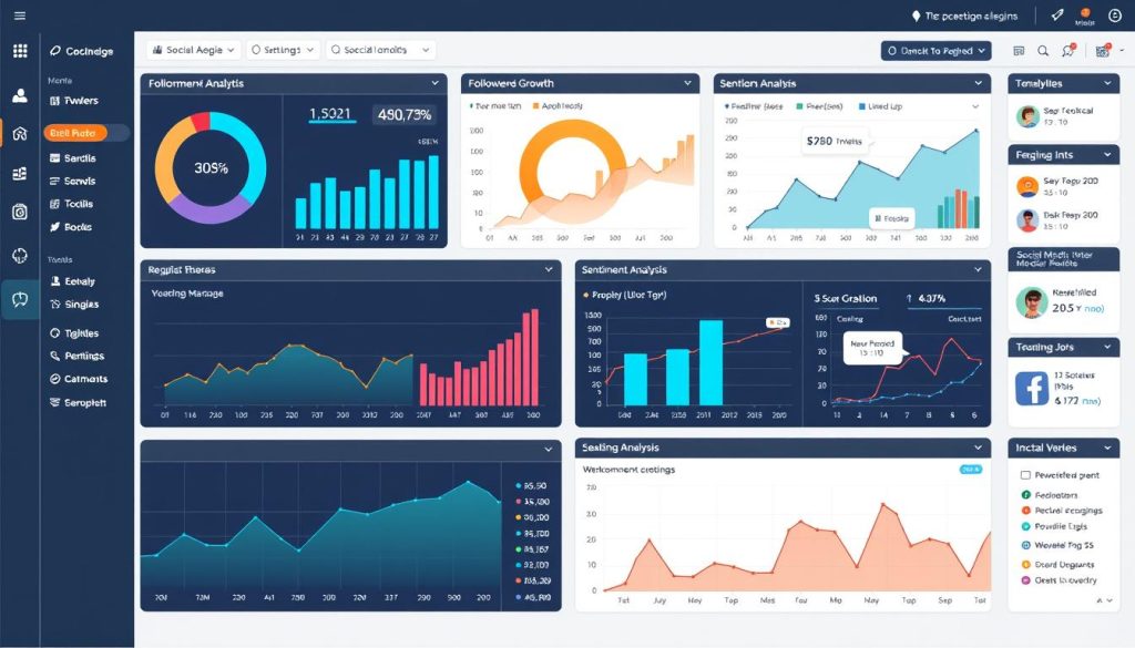 Generate an image of a social media monitoring dashboard