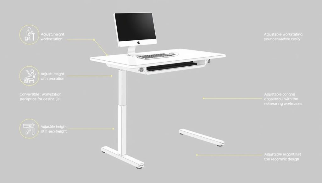 Generate an image of a standing desk with a convertible workstation