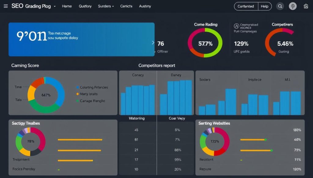 Generate an image of an SEO Grader score report comparing a website to its competitors.