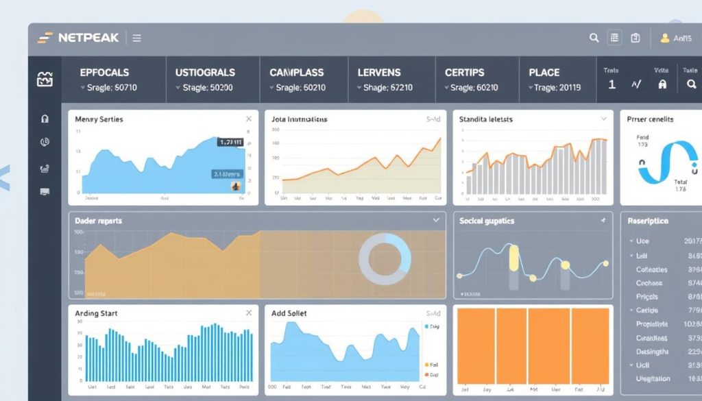 Generate an image of the Netpeak Spider dashboard highlighting its visual reporting features.