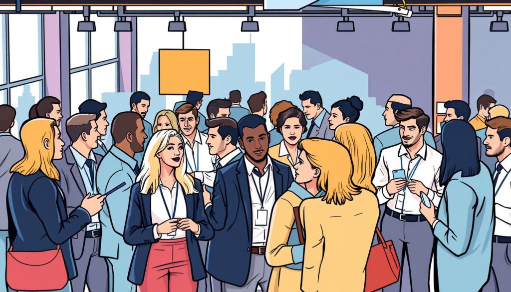 Generate an image representing a diverse group of entrepreneurs networking