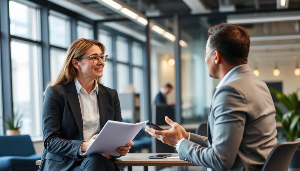 Generate an image representing a financial advisor meeting with an independent professional
