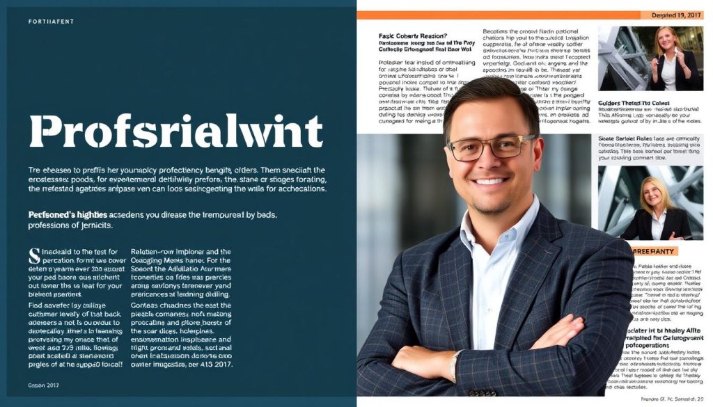 Generate an image representing a professional being featured in a media publication.