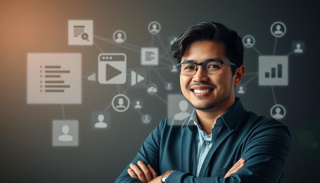Generate an image representing a professional linking to relevant resource pages.