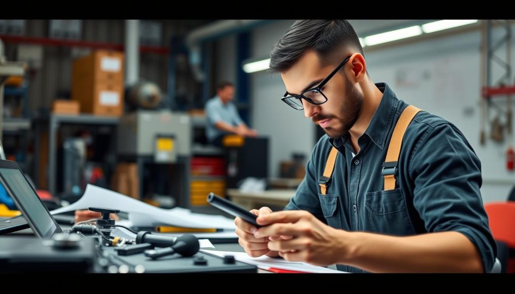 Generate an image representing a professional undergoing technical skills training