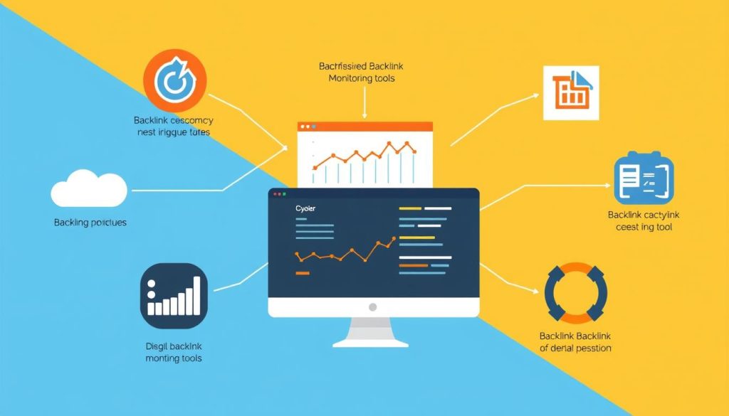 Generate an image representing backlink monitoring tools