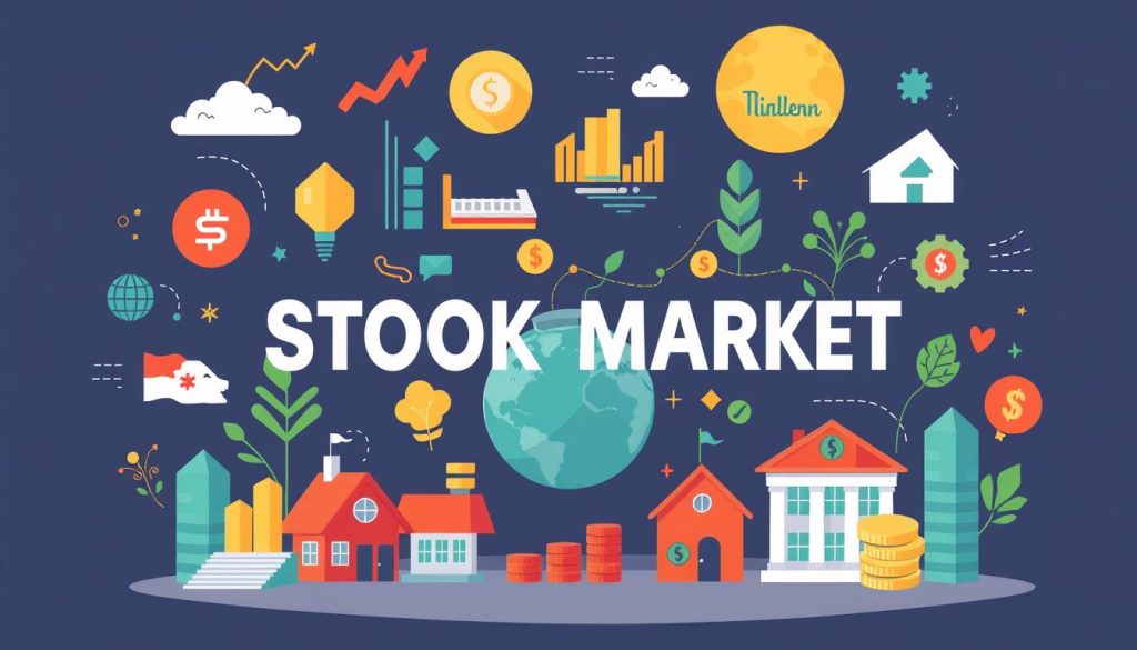 Generate an image representing diversified stock market investments