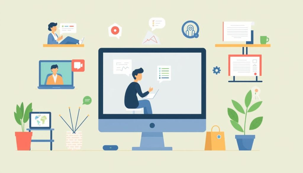 Generate an image representing remote work professional development