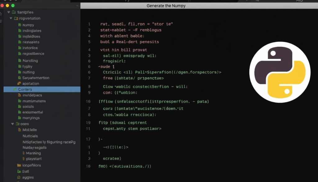Générer une image de code Python utilisant NumPy pour l'analyse de données