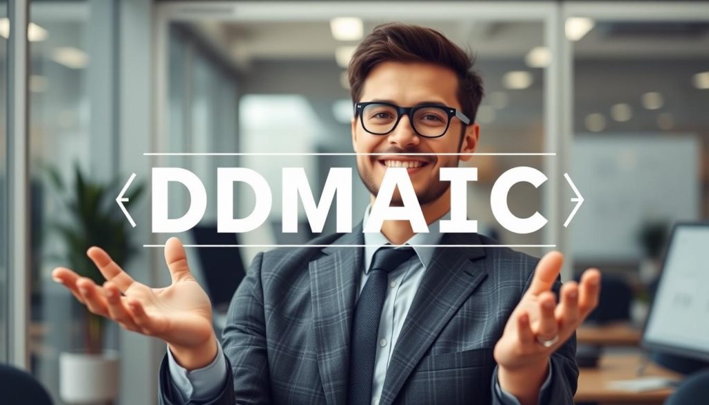 Générer une image représentant un indépendant en train d'utiliser la méthodologie DMAIC