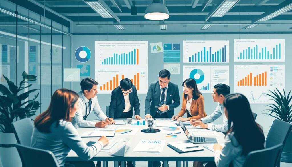 Générez une image représentant l'analyse de données dans une entreprise