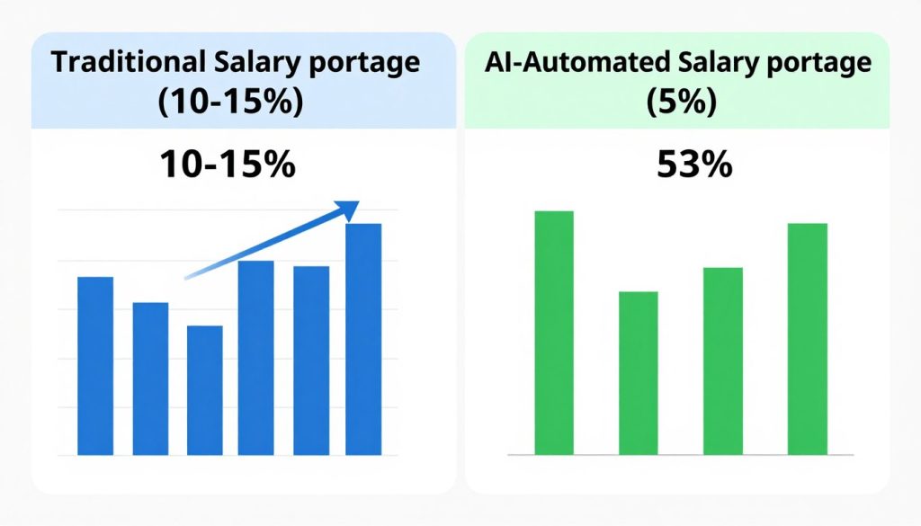 Graphique comparatif des frais de gestion entre le portage salarial traditionnel et le portage salarial automatisé