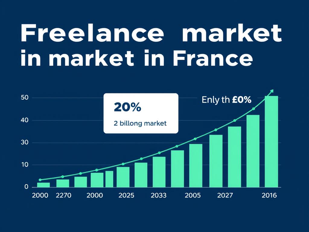 Graphique illustrant la croissance du marché de l'écosystème freelances en France Graphique illustrant la croissance du marché de l'écosystème freelances en France