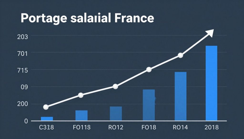 Graphique montrant l'évolution du nombre de professionnels en portage salarial en France depuis 2010