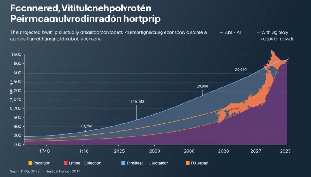 Graphique montrant l'évolution projetée de la productivité économique grâce aux robots humanoïdes dans différents pays