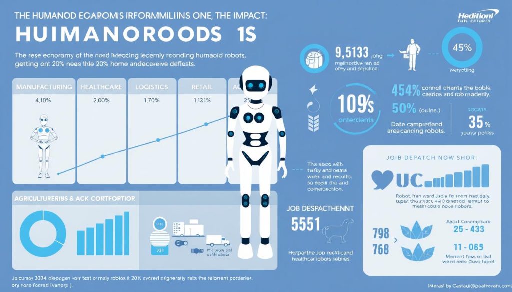 Graphique montrant l'impact économique projeté des robots humanoïdes sur différents secteurs d'activité