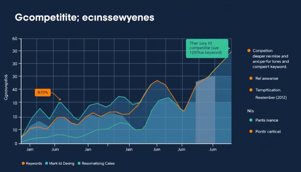 Illustrate a graph showing competition analysis for specific keywords.