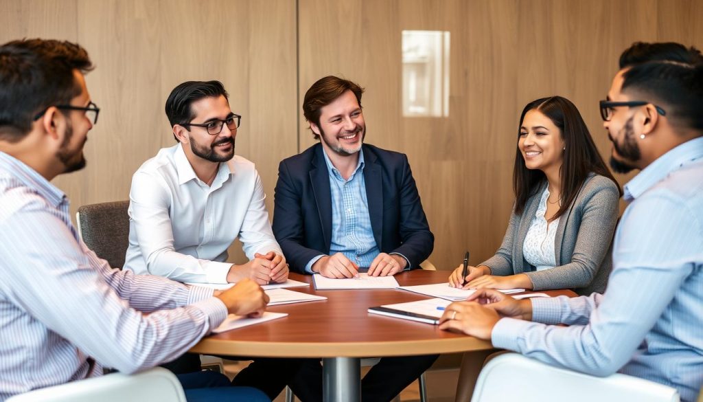 Image de consultants RH en réunion avec des professionnels indépendants