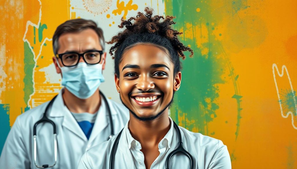 Image de couverture représentant un professionnel indépendant en bonne santé, avec un médecin ou un professionnel de santé