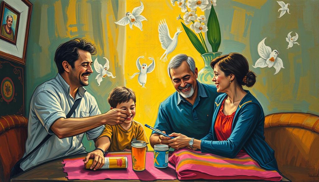 Image de familles heureuses bénéficiant de prestations familiales
