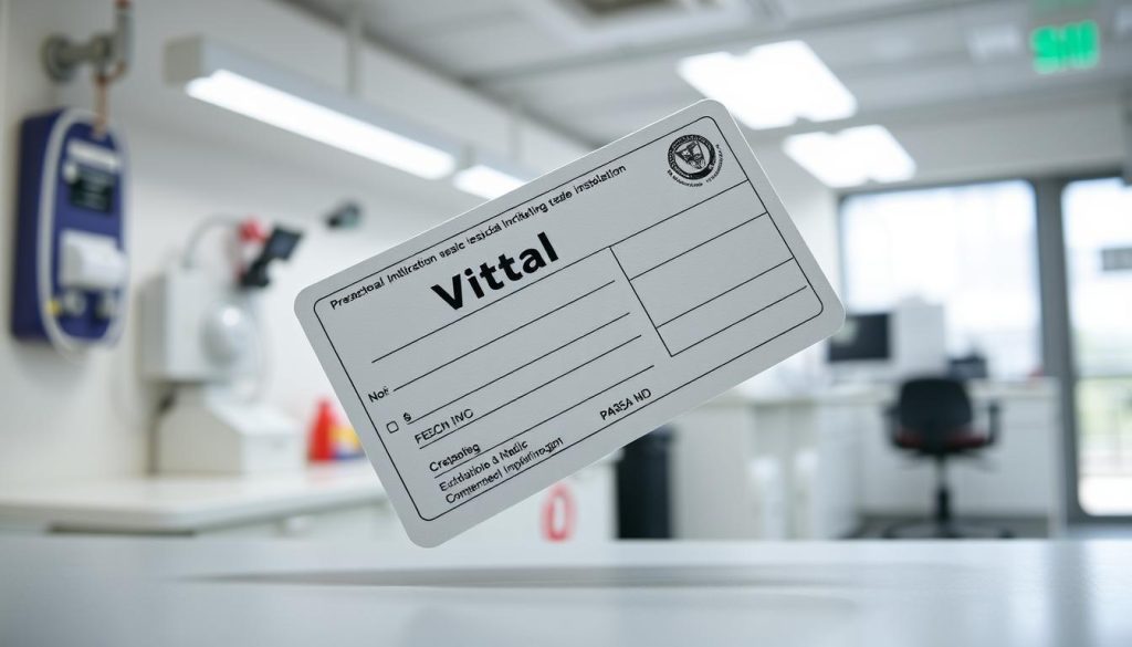 Image de la carte Vitale avec un fond représentant un cabinet médical