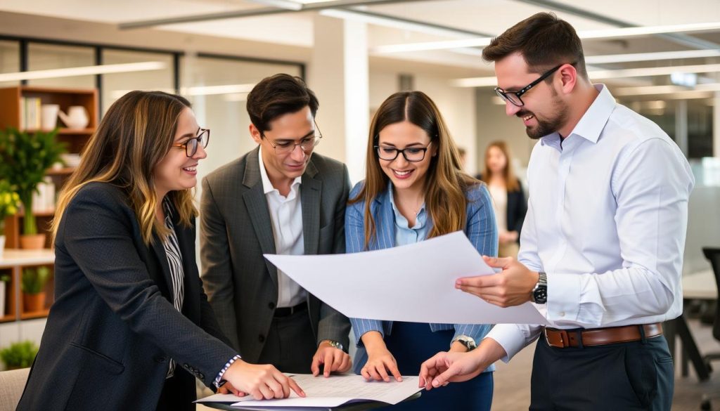 Image de managers de transition travaillant ensemble sur un projet
