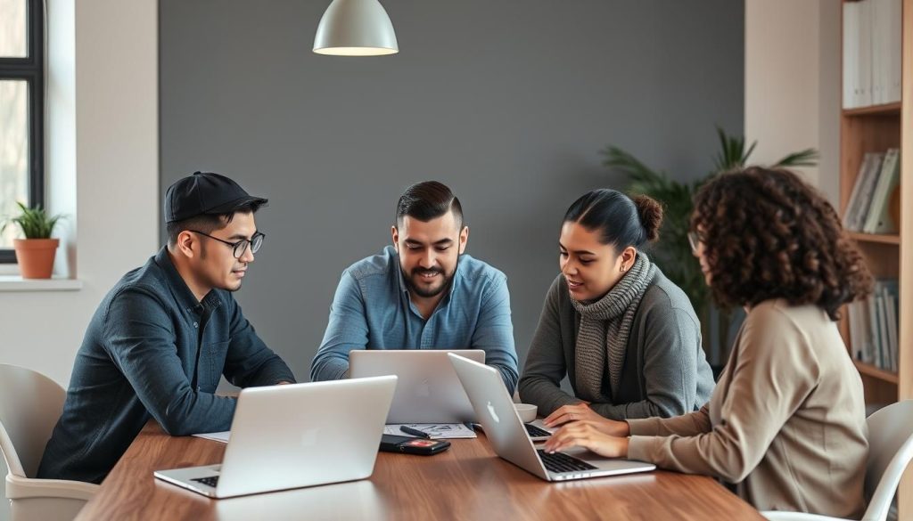 Image de professionnels en portage salarial travaillant ensemble