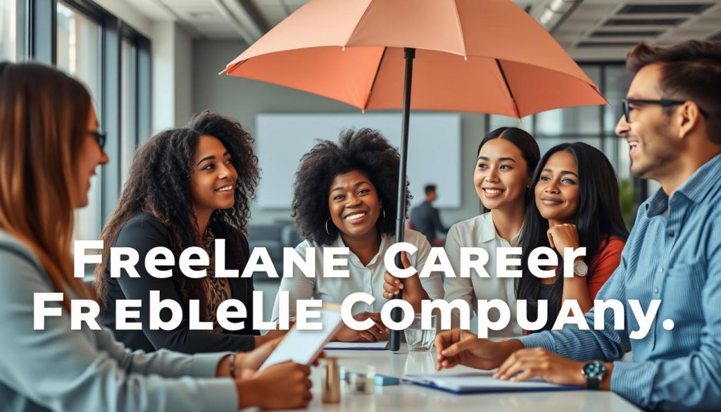Image de professionnels en réunion, symbolisant le démarrage d'une carrière en freelance avec une société de portage salarial.