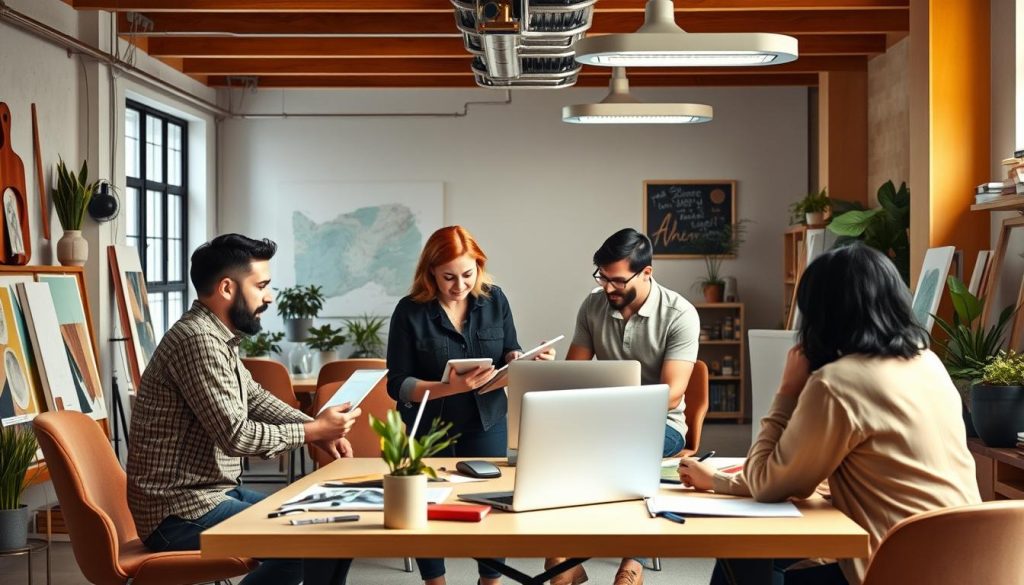 Image de professionnels indépendants travaillant ensemble