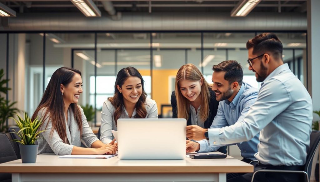 Image de professionnels travaillant ensemble dans un bureau