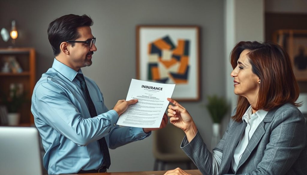 Image d'un assureur présentant une police d'assurance