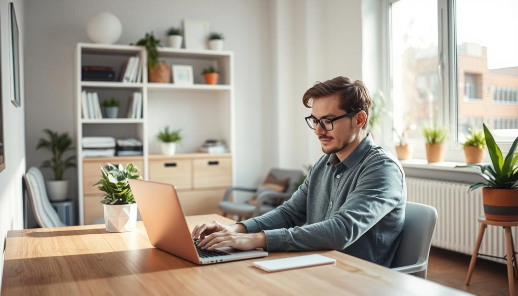 Image d'un auto-entrepreneur travaillant sur son ordinateur