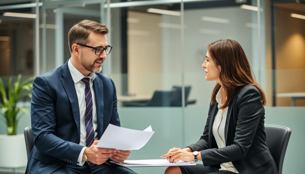 Image d'un avocat consultant avec un professionnel en portage salarial