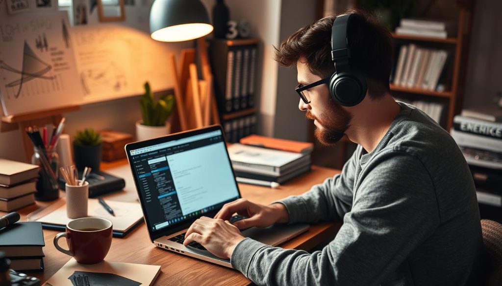 Image d'un développeur web freelance travaillant sur un projet