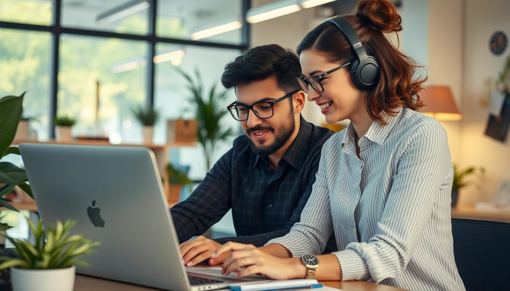 Image d'un freelance travaillant avec un assistant administratif