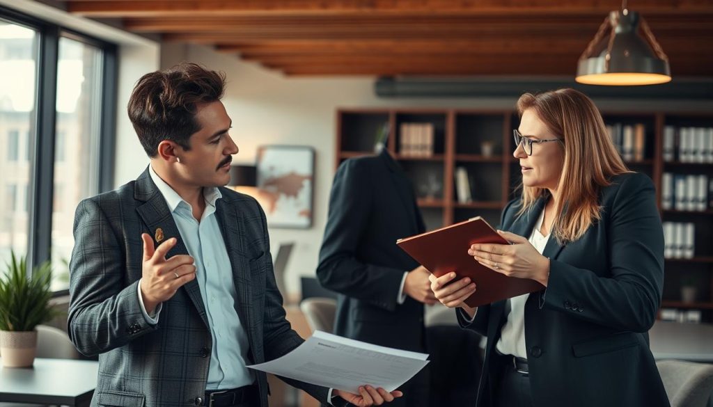 Image d'un professionnel indépendant avec un avocat ou un expert juridique