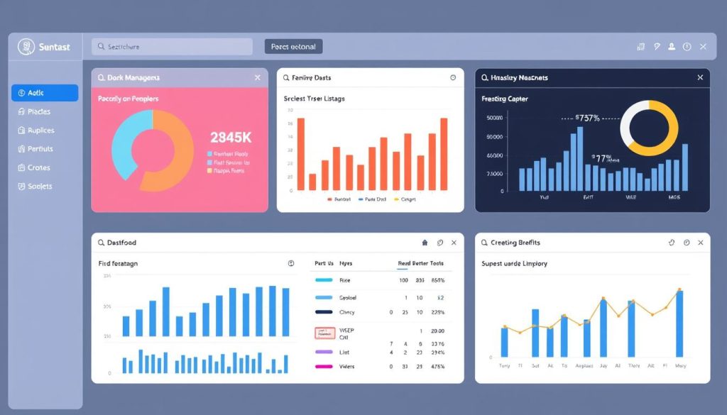 Image generation prompt: A digital dashboard displaying various benefits management tools for independent professionals.