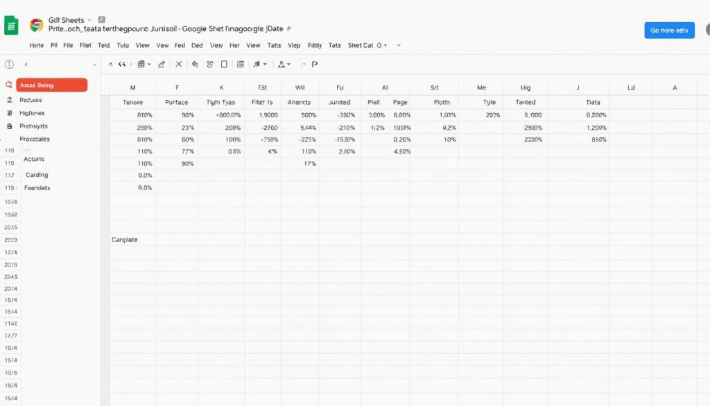Image generation prompt: Une capture d'écran de Google Sheets montrant des données organisées et filtrées.