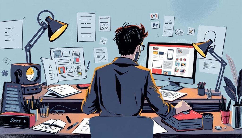 Image of a UI/UX designer working on a web application design